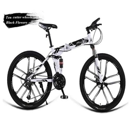RPOLY Folding Mountain Bike RPOLY Mountain Bike Folding Bikes, Adult Folding Bike 24 Speed Folding Bike with Anti-Skid and Wear-Resistant Tire for Adults, Black_26 Inch