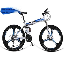 RPOLY Folding Mountain Bike RPOLY Mountain Bike Folding Bikes, City Folding Bike Bicycle for Adults with Anti-Skid and Wear-Resistant Tire Front and Rear Fenders, Blue_26 Inch