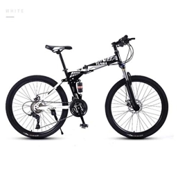 RPOLY Folding Mountain Bike RPOLY Mountain Bike Folding Bikes, Folding Bicycle for Men and Women, Dual Shock Absorption, Adult Bicycle Off-road Bike, White_26 Inch-27Speed