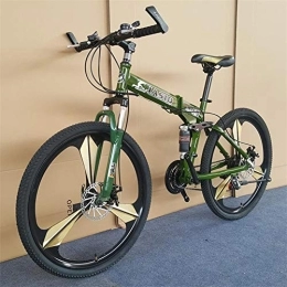 RR-YRL Folding Mountain Bike RR-YRL 24 Inch Carbon Steel Folding Bike, 21 Kinds of Variable Speed Mountain Bike, Unisex Adult, Easy To Carry, Green