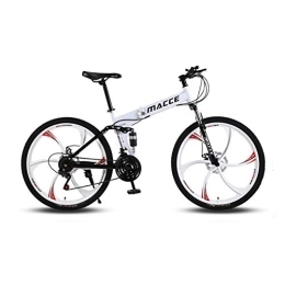 RR-YRL Folding Mountain Bike RR-YRL 26-Inch Adult Folding Bike, Mountain Bike, 27 Speed Change, Carbon Steel Frame, Double Shock Absorption, Front And Rear Mechanical Disc Brakes, White 21 speed