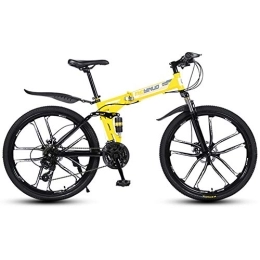 RR-YRL Bike RR-YRL Mountain Bike Shock Absorber Bike, Folding Bike, 26 Inches, 27 Speed Change, Carbon Steel Frame, Double Shock Absorber for Comfortable Driving, Unisex Adult, yellow 27 shift