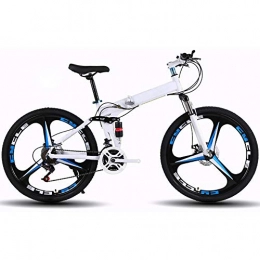 RSGK Folding Mountain Bike RSGK Mountain Bike, Front Suspension, 26-inch Wheels, Carbon Steel Frame, 21-speed Non-slip Bicycle with Dual Disc Brakes, Suitable for Adult Off-road