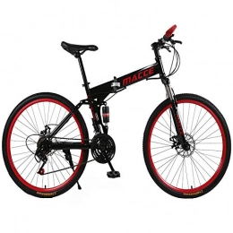 RSJK Folding Mountain Bike RSJK Adult mountain bike bicycle Cross country racing bicycle 26 inch 21 / 24 / 27 shifting system Folding Shock absorber front fork Front and rear double disc brakes Black@Cool black_27-speed 26-inch