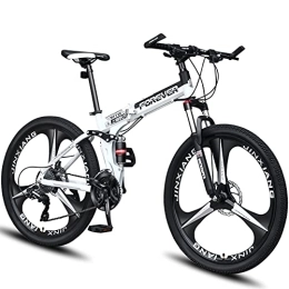 RSTJ-Sjef Folding Mountain Bike RSTJ-Sjef 27 Speed 26 Inch Mountain Bike for Men Women Adult, Foldable High Carbon Steel Trail Bicycle with Hydraulic Disc Brake And Central Shock Absorber, 21 speed