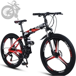 RSTJ-Sjef 30 Speed Mountain Bike for Adult, 24/26 Inch Foldable Trail Bicycle Double Disc Brakes Igh Carbon Steel Frame, Ideal for Outdoor Riding,24 inch