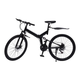 SABUIDDS Adult Mountain Bike, 21 Speed Folding Mountain Bicycles, 26 inch Wheels Bike, Dual Disc Brake Folding Bikes for Adults Men and Women, Alloy Frame, for Mountain Trails, Black