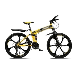 SABUNU Bike SABUNU Folding Mountain Bike 26 Inch Wheels Bicycle Carbon Steel Frame 21 / 24 / 27 Speed MTB Bike With Daul Disc Brakes For Men Woman Adult And Teens(Size:21 Speed, Color:Yellow)