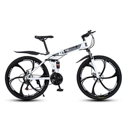 SABUNU Bike SABUNU Folding Mountain Bike Dual-disc Brakes 21 / 24 / 27 Speed With Carbon Steel Frame For A Path, Trail & Mountain, Multiple Colors(Size:21 Speed, Color:White)
