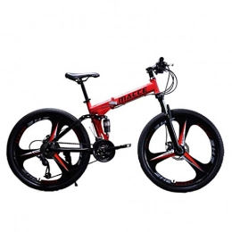 SHINEHUA Foldable Mountain Bike 26 Inches MTB Bicycle 21 Speed Carbon Steel Mens Bike Mountain Trail Bike (26 Inches, Red)