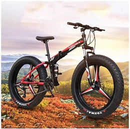 Shirrwoy Folding Mountain Bike Shirrwoy 24 / 26 Inches Mountain Bike Dual Disc Brake Bicycle, High-Carbon Steel Hardtail 7 / 21 / 24 / 27 Speeds All Terrain Mountain Bike For Adult, 7 Speed, 24 inches