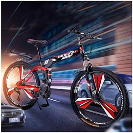 Shirrwoy Folding Mountain Bike Shirrwoy 26 inch Foldable Mountain Bike for Adult, Men Women Mountain Trail Bike High Carbon Steel Outroad Bicycles, 21 / 24 / 27 / 30-Speed Bicycle Full Suspension Dual Disc Brakes Mountain Bikes, 26 In.