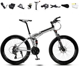 Shirrwoy Bike Shirrwoy 26 Inches Foldable Mountain Bike, 24 Inches Mens Womens Mountain Bikes, 21 / 24 / 27 / 30 Speed Steel Frame Dual Disc Brake Bike, Off / -road Outdoor City Cycling Travel, 26in, 27 speed
