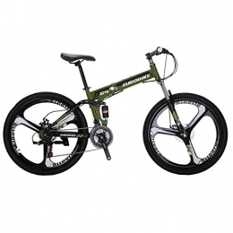 sl Folding Mountain Bike SL Eurobike G4 Mountain Bicycle 21 Speed 26-Inch 3-Spoke Wheels MTB Folding Bike Green