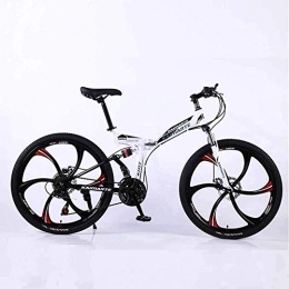 smzzz Folding Mountain Bike smzzz Sports Outdoors Commuter City Road Bike Bicycle Mountain Folding Frame MTB Dual Suspension Mens 27 Speeds 26 Inch 6-High-Carbon Steel Bicycle Disc Brakes Red 21speed