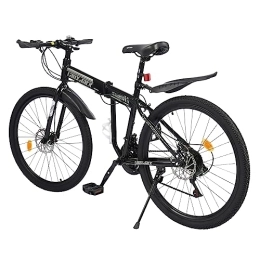 Soberoses Bike Soberoses 26 Inch Mountain Bike 21 Speed Adult Bicycle Foldable MTB Full Suspension Disc Brake Height Adjustable with Mudguard Non-Slip Handlebars & Pedals