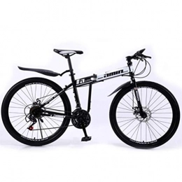 WJSW Folding Mountain Bike Spoke Wheels Shock Absorption Mountain Bicycle, 26 Inch Dual Suspension Folding Bike (Color : Black, Size : 21 speed)
