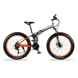STORY Bicycle Fat Bike 7/21/24 Speed Snow Bicycles Aluminum Alloy Folding Mountain Bike Fat Tire Snow Bikes Double Disc Br (Color : Gray Orange, Size : 21speed)