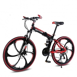 Story Folding Mountain Bike STORY Bicycle Folding Mountain Bike 26 Inch New 21 Speed Road Bikes Fat Snow Bike Alloy Wheels Bicycles Mechanical Dua Dis (Color : 6-Black red, Size : 21speed)