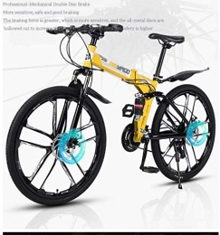 SADGE Folding Mountain Bike Stronger Folding Mountain Bike Beach Snow Bicycles 24 Speed 26 Inch Wheels Mtb Bicycle For Adult Men Off-Road Variable Speed Bikes Yellow