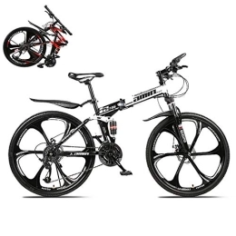 STRTG Folding Mountain Bike STRTG Folding Mountain Bike, Full Suspension MTB, Folding Outroad Bicycles, Folded Within 10 Seconds, 21 * 24 * 27 * 30-Speed, 24 26-inch Wheels Outdoor Bicycle