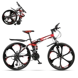 SUIBIAN Folding Mountain Bike SUIBIAN Folding Adult Bike, 26 Inch Dual Shock Absorption Off-road Racing, 21 / 24 / 27 / 30 Speed Optional, Lockable U-shaped Front Fork, 4 Colors, Including Gifts, Red, 27