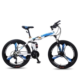 SYCHONG Bike SYCHONG Folding Mountain Bike Variable Speed 24 / 26 Inchesthree-Knife Wheel Folding Bike MTB Bicycle, Blue, 24inches