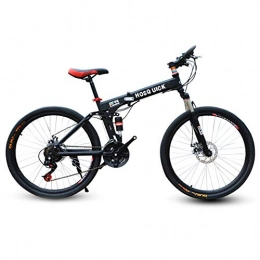 SYCHONG Bike SYCHONG Mountain Bike Spoke Wheels Dual Suspension Folding Bike 27 Speed MTB Bicycle, Black, 24inches