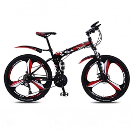 SZKP Bike SZKP Mountain Bike Folding Bikes, 27-Speed Double Disc Brake Full Suspension Anti-Slip, Off-Road Variable Speed Racing Bikes For Men And Women (Color : Red, Size : 24 inches)