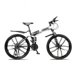 T-Day Bike T-Day Mountain Bike 26 In Folding Mountain Bike 21 Speed Bicycle For Men Or Women MTB Foldable Carbon Steel Frame Frame With Dual Suspension(Size:27 Speed, Color:White)