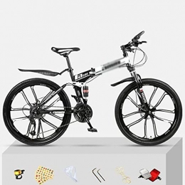 T-Day Bike T-Day Mountain Bike 26 Inch Wheel Front Suspension Mens Mountain Bike Folding Carbon Steel Frame 21 / 24 / 27 Speeds Double Disc Brake For Boys Girls Men And Wome(Size:24 Speed, Color:White)