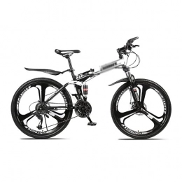 T-Day Bike T-Day Mountain Bike Folding Mountain Bike 21 / 24 / 27-Speed Mountain Bicycle 26 Inches Wheels Dual Disc Brake Dual Suspension Bicycle(Size:24 Speed, Color:White)
