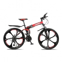 T-Day Folding Mountain Bike T-Day Mountain Bike Folding Mountain Bike 26 Inch Wheels Bicycle Carbon Steel Frame 21 / 24 / 27 Speed MTB Bike With Daul Disc Brakes For Men Woman Adult And Teens(Size:21 Speed, Color:Red)