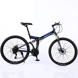 Tbagem-Yjr Folding Mountain Bike Tbagem-Yjr 24 Inch Folding Mountain Bike, 24 Speed Double Disc Brake City Road Bicycle (Color : Black blue)