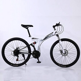 Tbagem-Yjr Bike Tbagem-Yjr 24 Inch Folding Mountain Bike, 24 Speed Double Disc Brake City Road Bicycle (Color : White)
