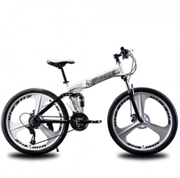 Tbagem-Yjr Folding Mountain Bike Tbagem-Yjr 24 Inches Wheels Mountain Bikes, MTB Cycling Disc Brakes Bicycle Leisure Unisex (Color : Silver, Size : 27 Speed)