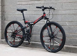 Tbagem-Yjr Folding Mountain Bike Tbagem-Yjr 24 Speed Sports Leisure Mountain Bike For Adults - Shock Absorption Shifting Soft Tail Folding Bicycle (Color : Black red)