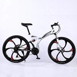 Tbagem-Yjr Folding Mountain Bike Tbagem-Yjr 26 Inch 24 Speed High-carbon Steel Folding Mountain Bike Bicycle - Mens MTB Sports Leisure (Color : White)