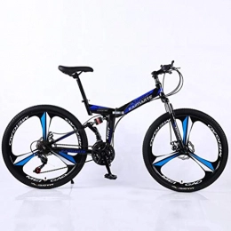 Tbagem-Yjr Bike Tbagem-Yjr 26 Inch Folding Mountain Bike, 21 Speed Shock Absorption Shifting Soft Tail Road Bicycle (Color : Black blue)