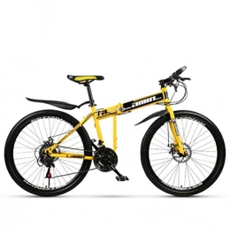 Tbagem-Yjr Bike Tbagem-Yjr 26 Inch Mountain Bike, Dual Suspension Folding Bike City Road Bicyclefor Adults (Color : Yellow, Size : 24 speed)