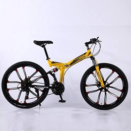 Tbagem-Yjr Folding Mountain Bike Tbagem-Yjr 27 Speed Mountain Bike For Adults - Dual Disc Brakes City 26 Inch Road Bicycle Sports Leisure (Color : Yellow)