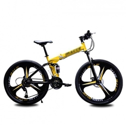 Tbagem-Yjr Bike Tbagem-Yjr Folding Mountain Bike, 24 Inches Spoke Wheels Sports Outdoor Disc Brakes Bicycle Road Bike (Color : Yellow, Size : 21 Speed)