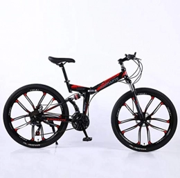 Tbagem-Yjr Bike Tbagem-Yjr Folding Mountain Bike 26 Inch Wheel, Carbon Steel City Road Bicycle 21 Speed For Adults (Color : Black red)