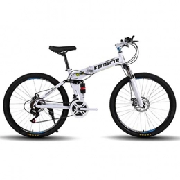 Tbagem-Yjr Folding Mountain Bike Tbagem-Yjr Folding Mountain Bike For Adults, Dual Disc Brakes Sports Leisure City Road Bicycle (Color : White, Size : 24 Speed)