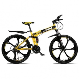 Tbagem-Yjr Bike Tbagem-Yjr Hard Mountain Bike Folding Frame MTB Bike, Double Disc Brake Damping Bicycle 26 Inch (Color : Yellow, Size : 24 speed)