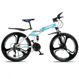 Tbagem-Yjr Folding Mountain Bike Tbagem-Yjr High-carbon Steel Folding Mountain Bike, 26 Inch Wheel Freestyle Bike Bicycle (Color : Blue, Size : 21 speed)