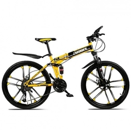Tbagem-Yjr Bike Tbagem-Yjr High-carbon Steel Folding Mountain Bike, Portable Outdoor Sports Leisure Bicycle 26 Inch (Color : Yellow, Size : 27 speed)