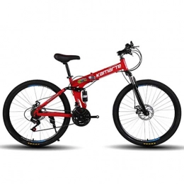Tbagem-Yjr Folding Mountain Bike Tbagem-Yjr Hybrid Commuter City Bike - 26 Inch Mountain Bicycle Portable Folding Bike Adult (Color : Red, Size : 21 Speed)