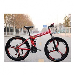 Tbagem-Yjr Folding Mountain Bike Tbagem-Yjr Mountain Bike 24 Speed Steel Frame 26 Inches Wheels Folding City Road Bicycle For Adult (Color : Red)