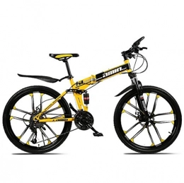 Tbagem-Yjr Bike Tbagem-Yjr Outdoor Mens Sports Leisure Folding Mountain Bike, 26 Inch Freestyle City Road Bicycle (Color : Yellow, Size : 21 speed)